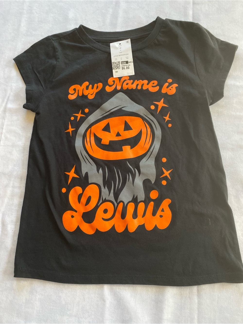 New Kids Halloween Pumpkin "My Name Is Lewis" T-Shirt Medium 8